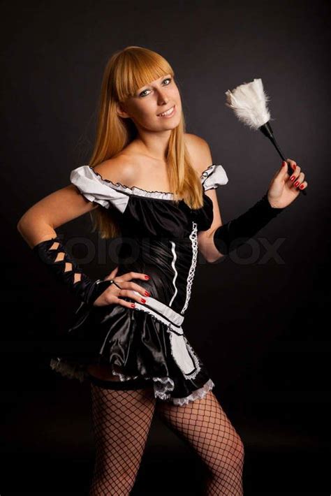 Beautiful Caucasian Woman Dressed In A French Maid Costume Pictures ...